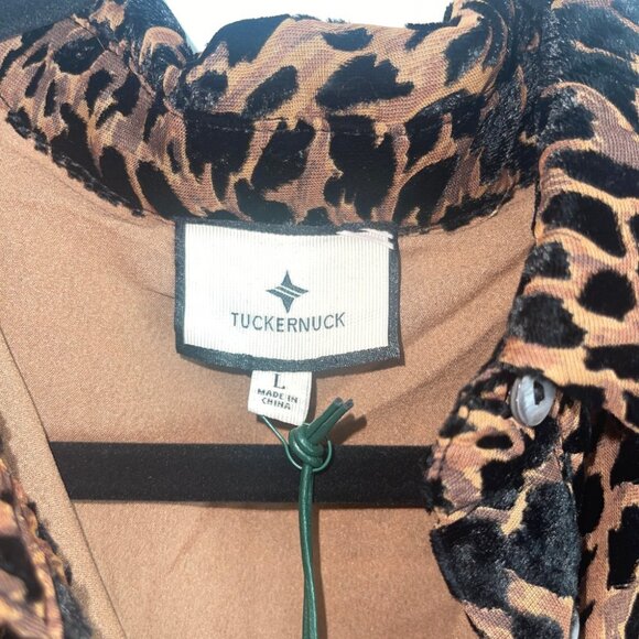 Tuckernuck Callahan Velvet Burnout Leopard Print Shirt Dress Size L NWT - Picture 6 of 7
